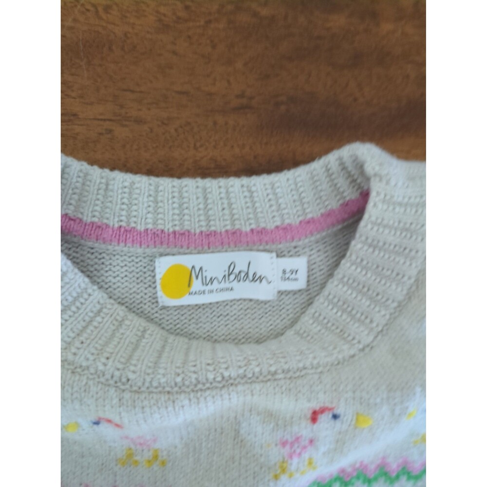 Mini Boden Girls Farm Animals Fair Isle Jumper/ knit Sweater  size 8/9 GUC - Picture 7 of 10